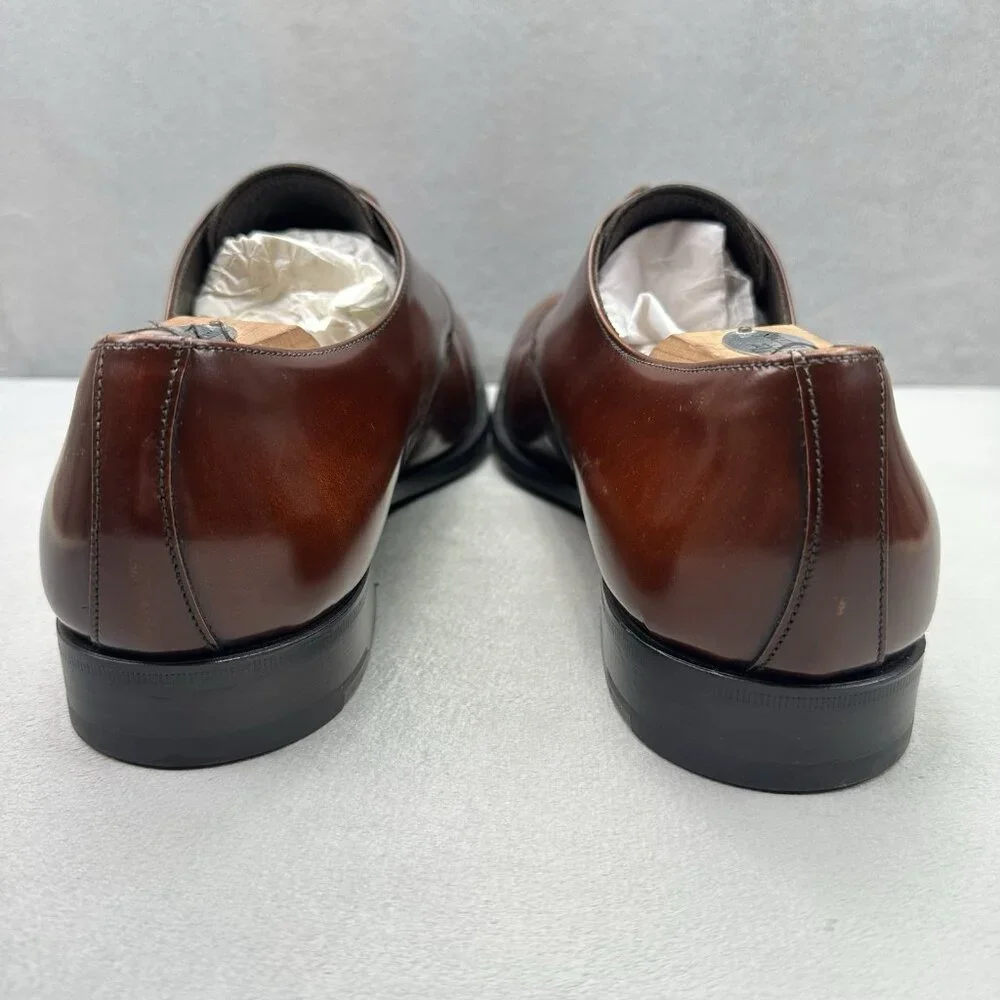 PRADA 2E1608 Mens‎ Size 12 (UK 11) Oxford Brown Polished Leather Dress Shoes